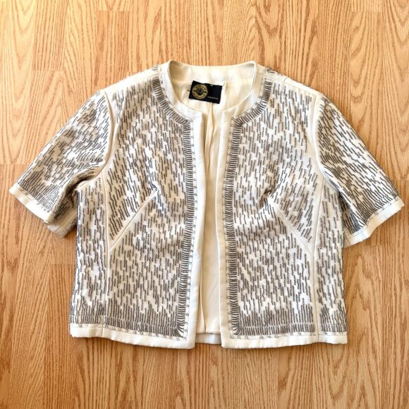 Vintage Williams de Armand Blazer Womens Medium Cream Beaded Sequin - Picture 5 of 12